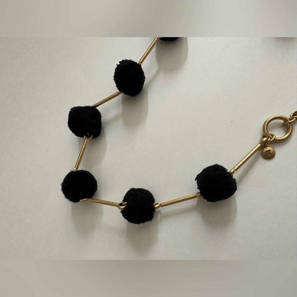 Madewell Black Pom-Pom Gold Link Toggle Necklace - Picture 8 of 10